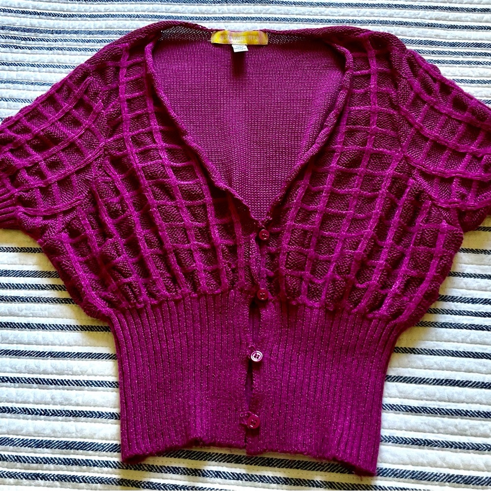 URBAN OUTFITTERS MAGENTA CROPPED KNIT TOP